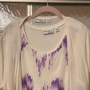 Attitudes by Renee Cream Scoop Neck Top with Label Detail
